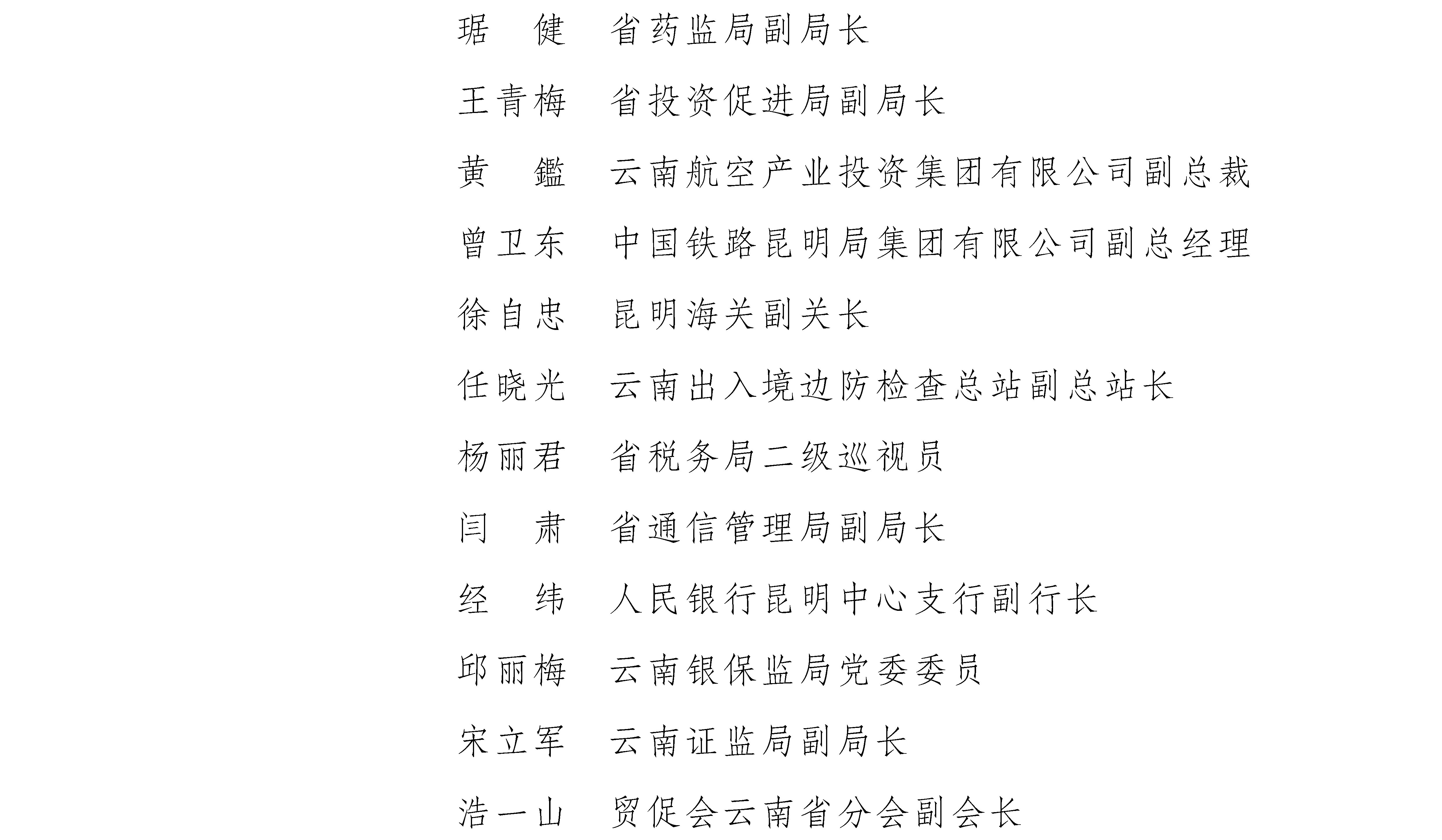 云南省人民政府办公厅关于建立中国（云南）自由贸易试验区工作联席会议制度的通知